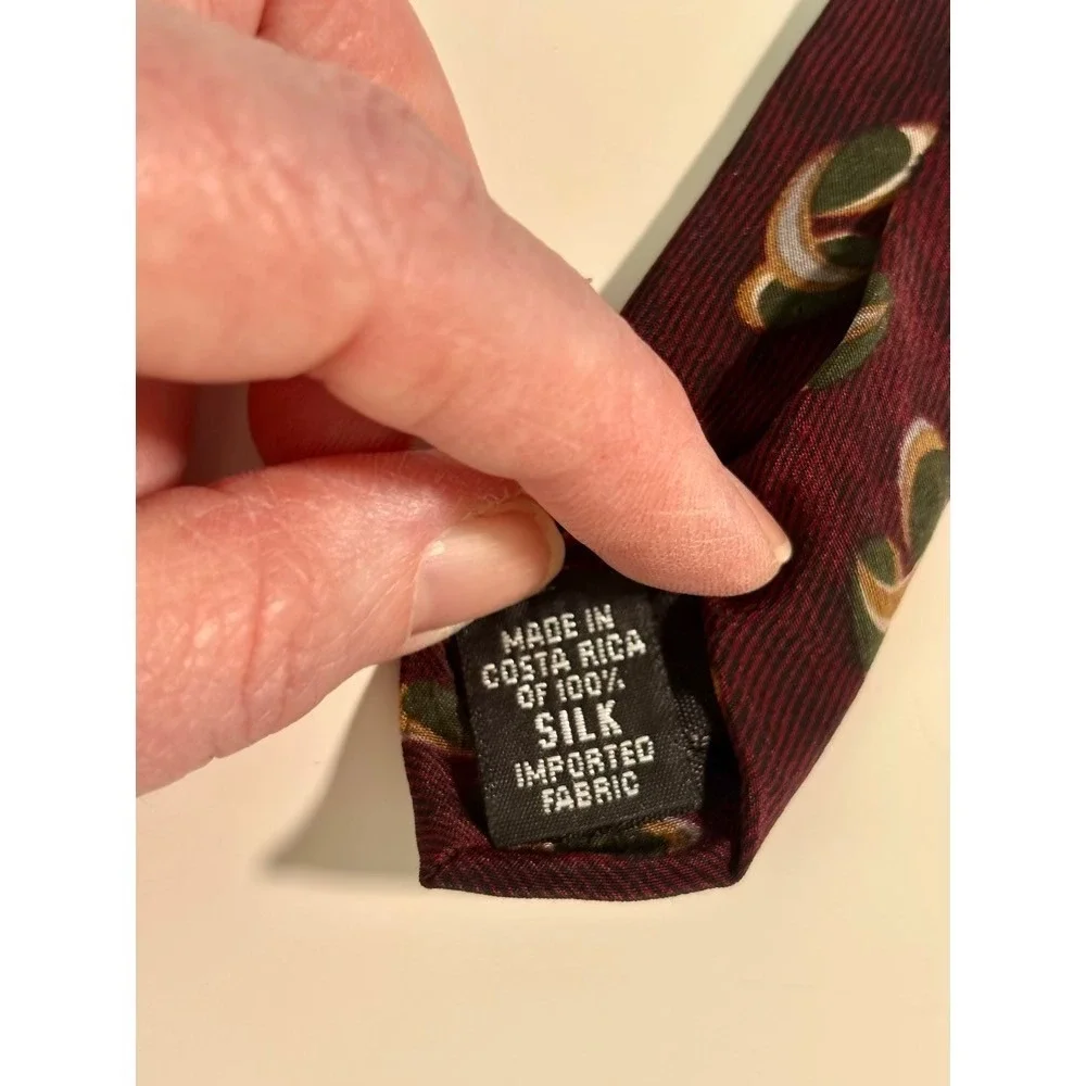 Etienne‎ Aigner Mens Burgundy Silk Tie Geometric
